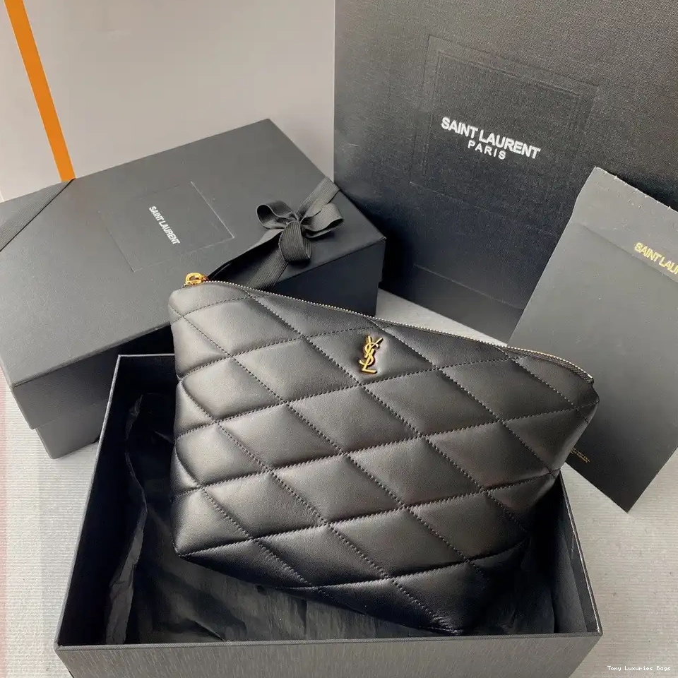 Tony Luxuries YSL POUCH QUILTED SADE IN LAMBSKIN 0622